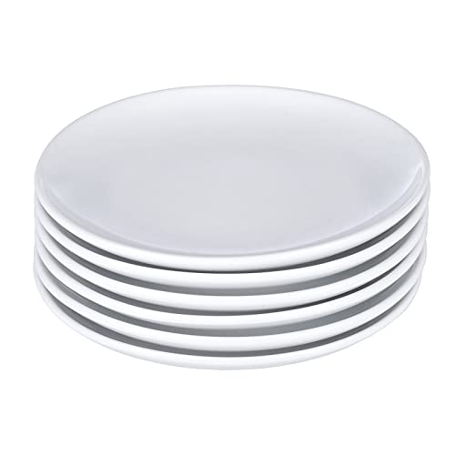 iboodi Cream White Porcelain Salad Plates for Dinner, Restaurant and Kitchen Set of 6 (8.5 Inch)