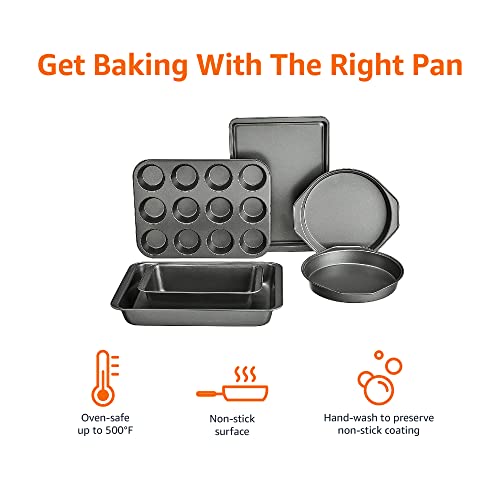 Amazon Basics 6-Piece Nonstick, Carbon Steel Oven Bakeware Baking Set