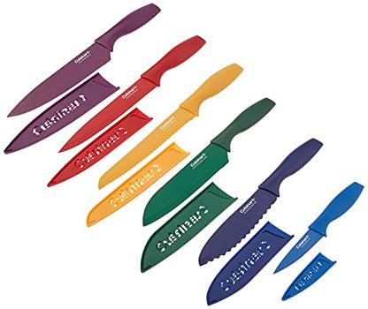 Cuisinart C55-12PCKSAM 12-Piece Ceramic Coated Stainless Steel Knives, Comes with 6-Blades and 6-Blade Guards, Color Coded to Reduce Risk of Cross Contamination, Jewel