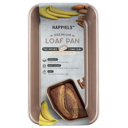 HAPPIELS Non-Toxic Nonstick Loaf Pan 9x5inch 1lb | Premium Quality Bread Pan - Easy to Clean, Premium Quality, Durable Bread Tin | Banana Bread Pan | Pound Cake Pan