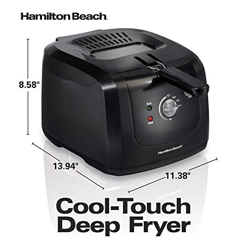 Hamilton Beach Electric Deep Fryer, Cool Touch Sides Easy to Clean Nonstick Basket, 8 Cups / 2 Liters Oil Capacity, Black