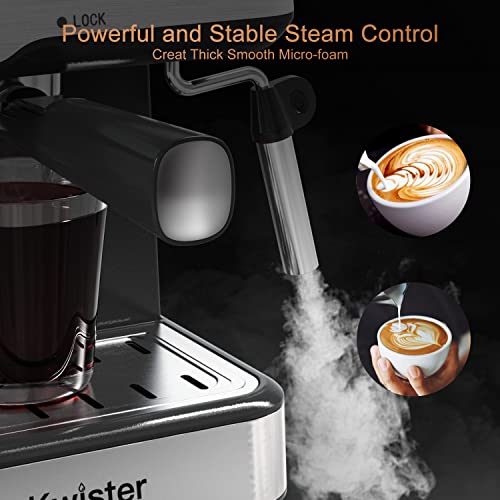 Kwister Espresso Machine 20 Bar Espresso Coffee Maker Cappuccino Machine with Milk Frother, Digital Touch Panel, 50 OZ Removable Water Tank, Stainless Steel