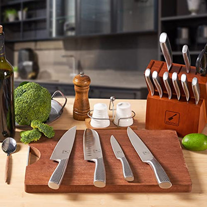 Knife Set with Block for Kitchen, imarku 14-Piece High Carbon Stainless Steel Knife Set, One-piece Dishwasher Safe Kitchen Knives Set, Chef Knife Set with Built-in Sharpener, Non-slip Ergonomic Handle